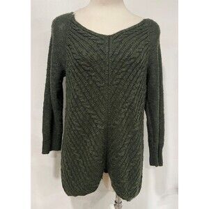 Womens Dark Hunter Green Long Sleeve Cable Knit Sweater Top by Sonoma Sz Lg